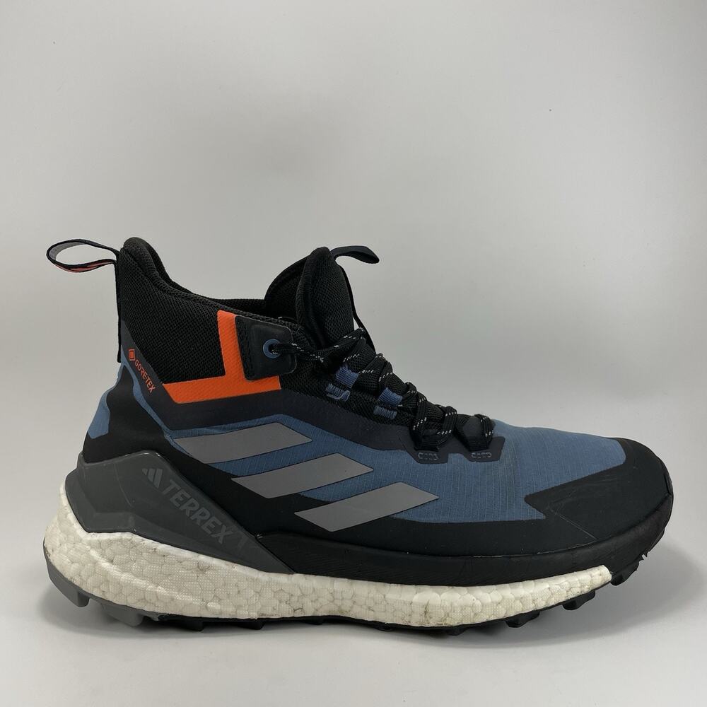 adidas Terrex Free Hiker GTX Hiking Boots Blue Black Mens Size 11.5 Waterproof
